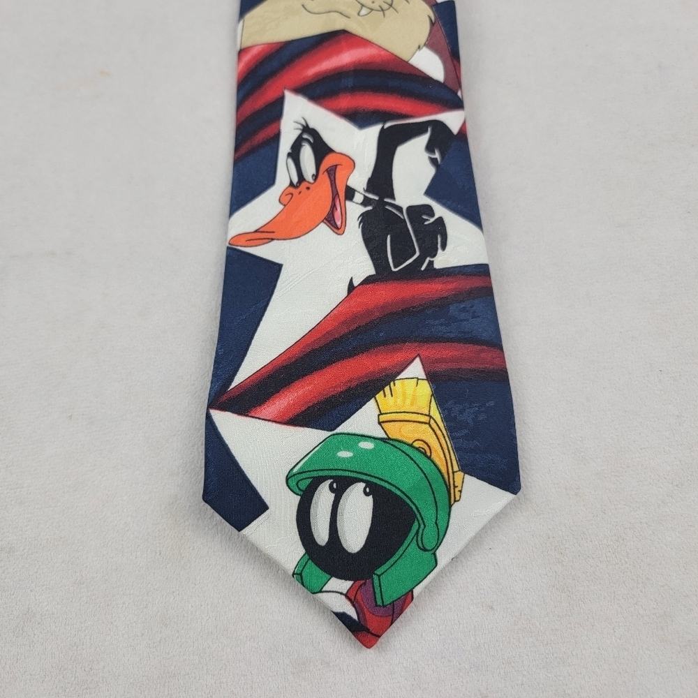 Looney Tunes Mania vintage tie Marving the Martian Daffy Taz Bugs Bunny - Picture 2 of 3
